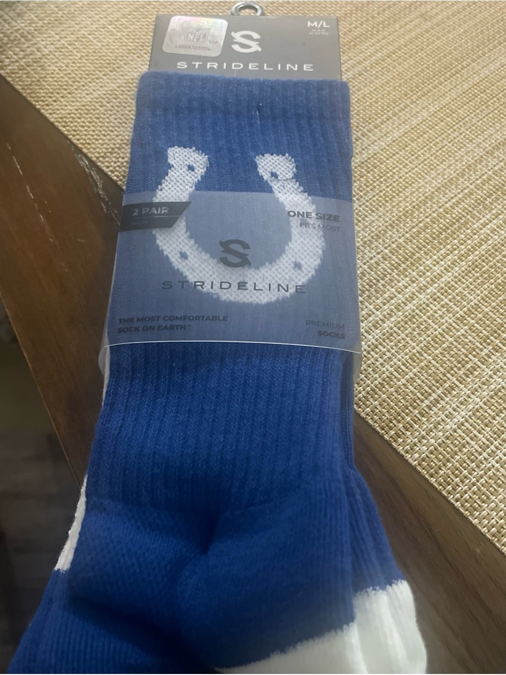 Strideline Men's Blue & White Athletic Socks - 2 Pack